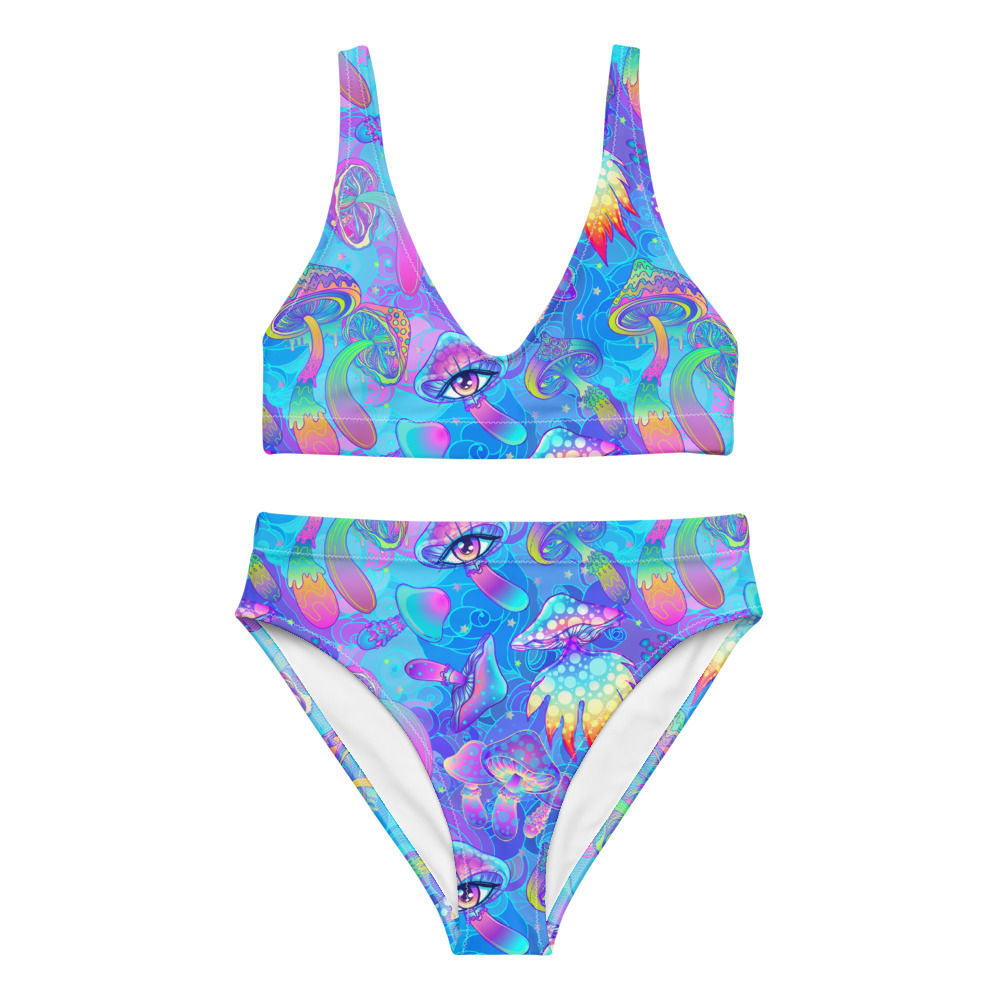 Eco Friendly Swimwear, Colorful, High-Waisted Bikini, Recycled