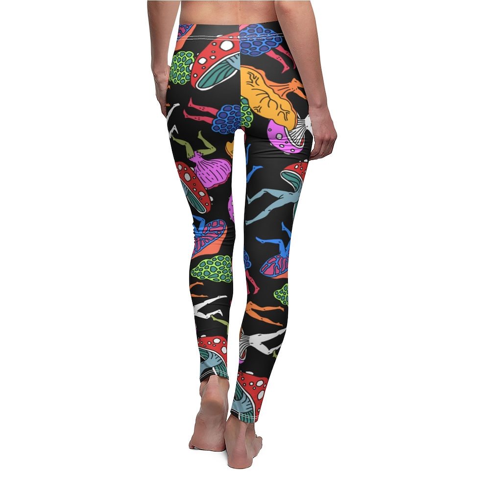Miniature : Psychedelic Mushroom People - Women's Cut & Sew Casual Leggings