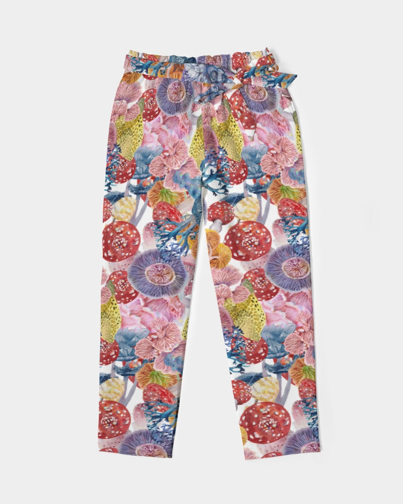 Thumbnail: Women's Belted Tapered Pants - Psychedelic Illustrated Pattern
