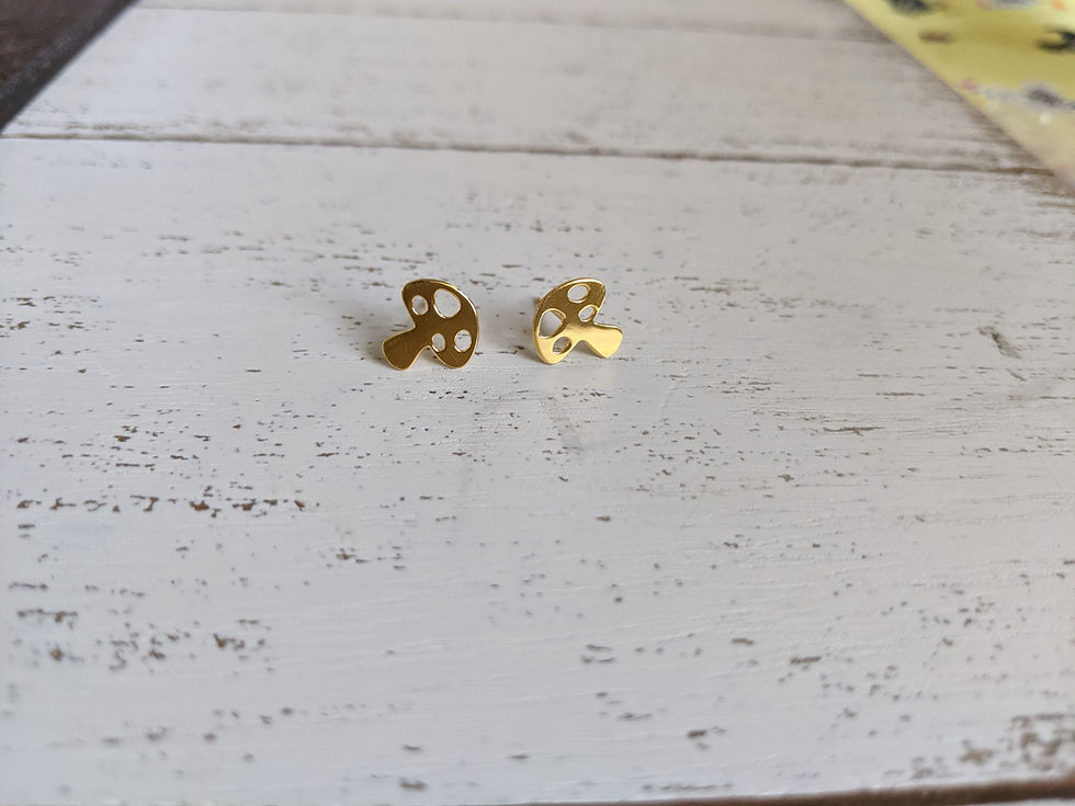 Thumbnail: Mushroom Stud Earrings in Gold Color - Brass