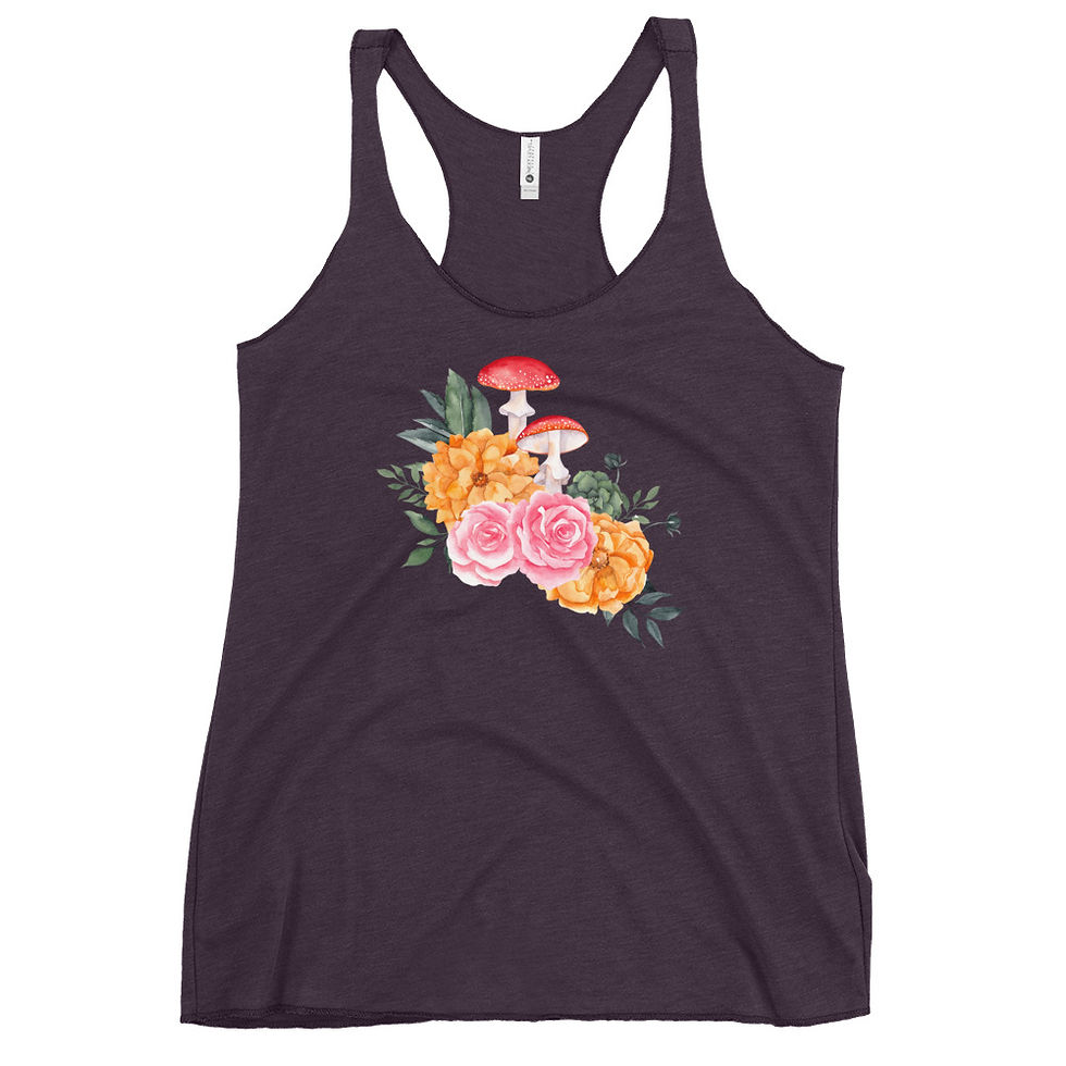 Miniature : Amanita Racerback Tank  - Mushroom Bouquet -  Women's Top
