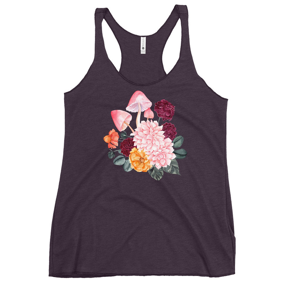Miniatura: Racerback Tank Top, Pink Mushroom Bouquet, Women's