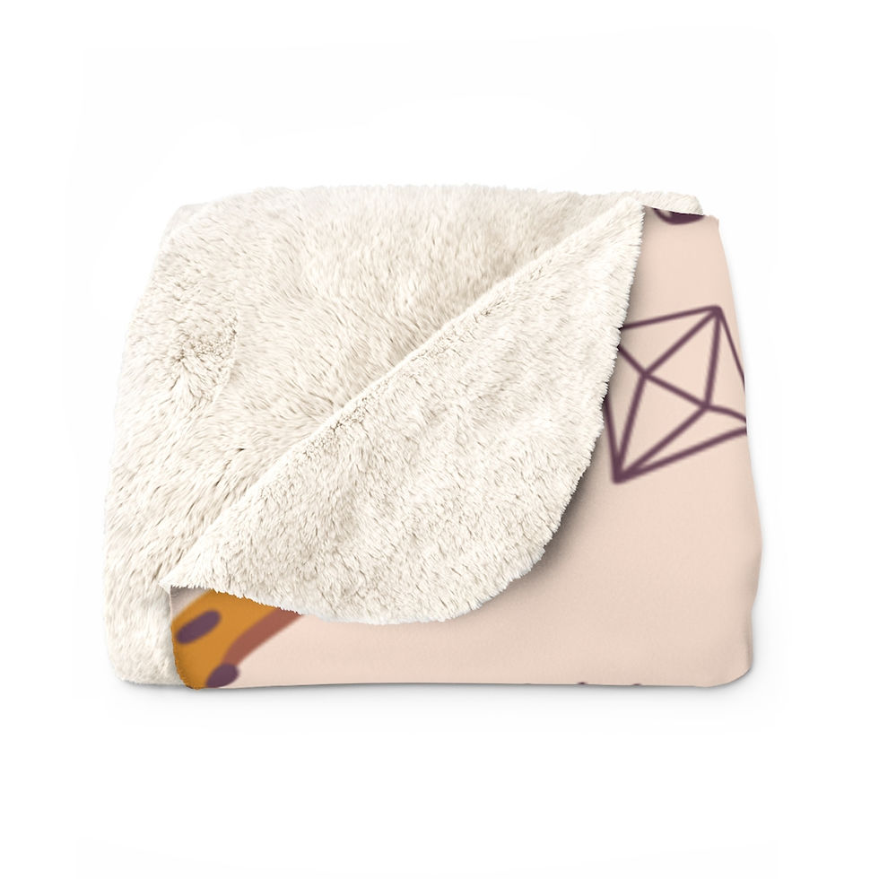 Thumbnail: Sherpa Fleece Blanket - Peach Evil Eye & Mushrooms