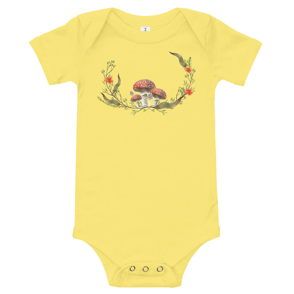Thumbnail: Mushroom Baby Onsie, 100% soft cotton for your little woodland creature