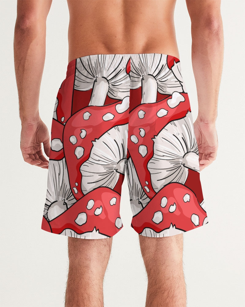 Miniatura: Red Amanita Men's Swim Trunk -  Illustrated Pattern