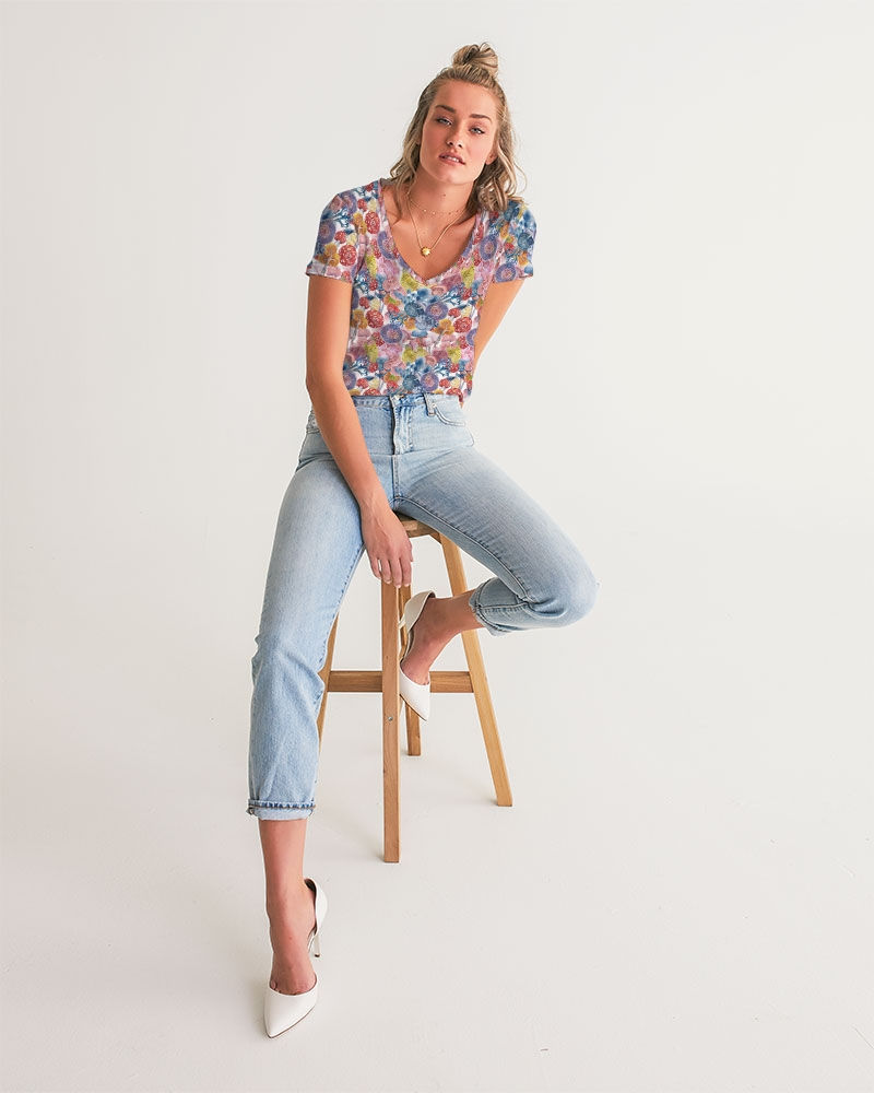 Thumbnail: Mushroom Pattern Women's V-Neck Tee