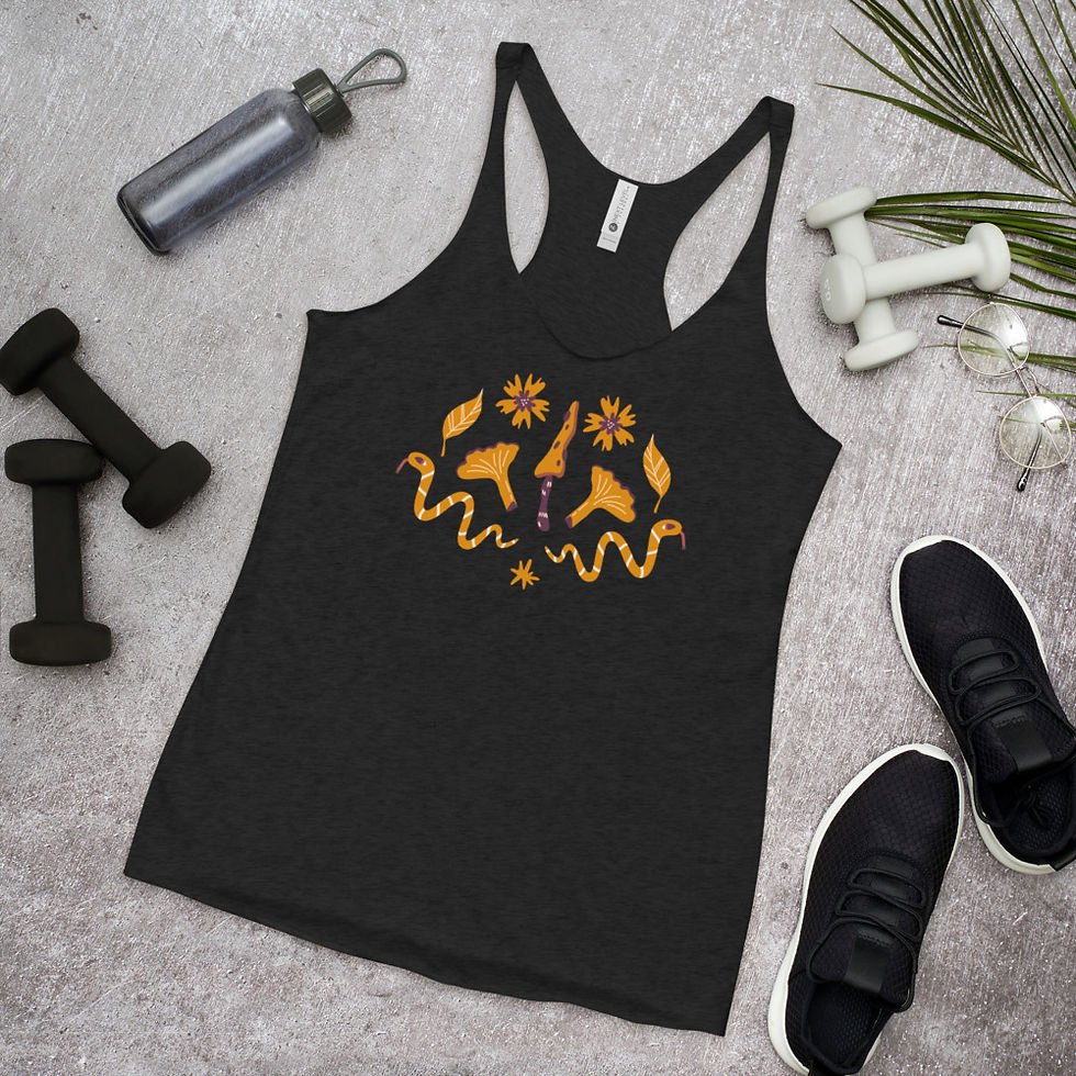 Miniatura: Witchy Bouquet Women's Racerback Tank - Mushrooms & Snakes 