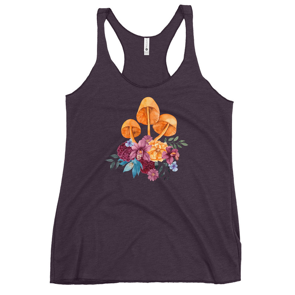 Thumbnail: Racerback Tank Top, Orange Mushroom Bouquet, Women's