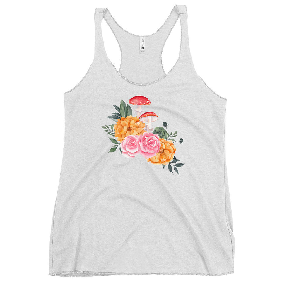 Miniature : Amanita Racerback Tank  - Mushroom Bouquet -  Women's Top