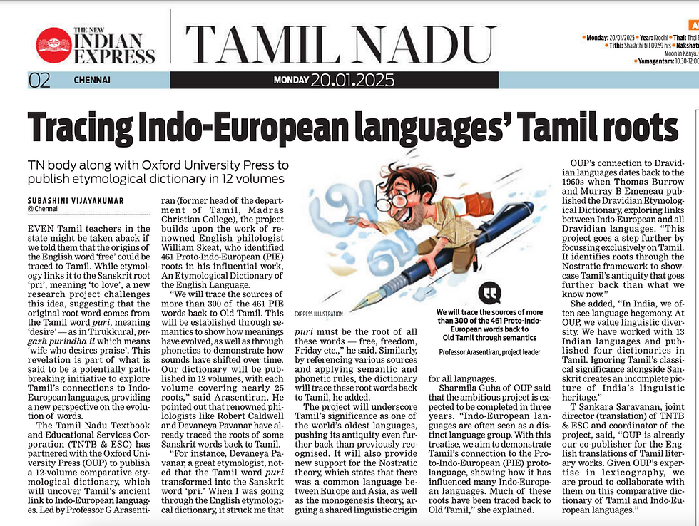 Tracing Indo-European languages’ Tamil roots