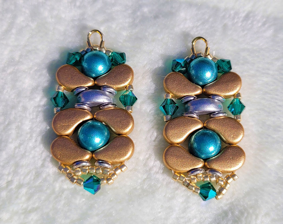 Earrings - Cabochon Gear - Island Paradise and Gold