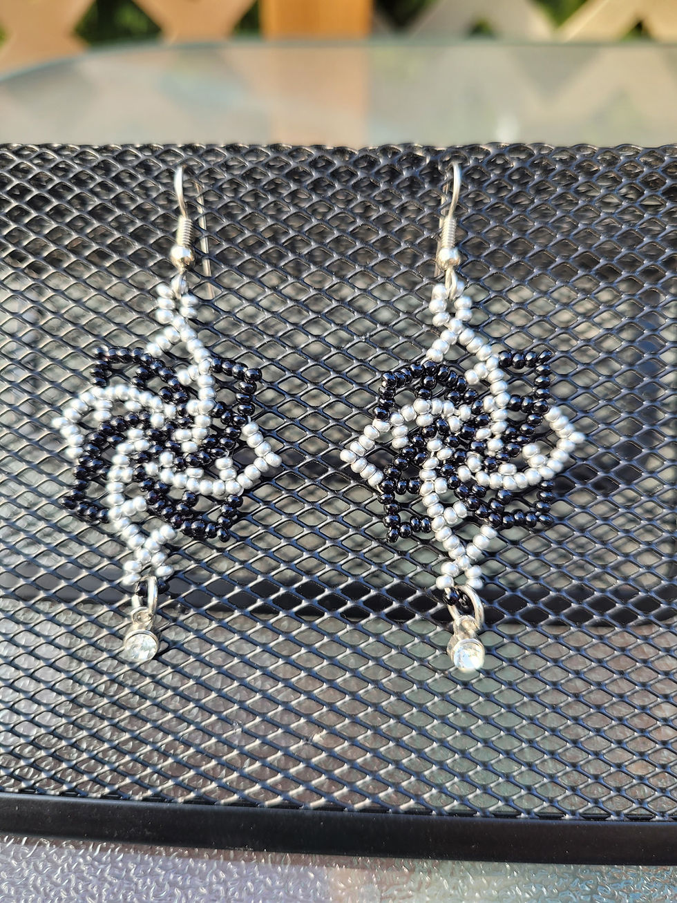 Thumbnail: Huichol Spiral Medallion - Black and Silver