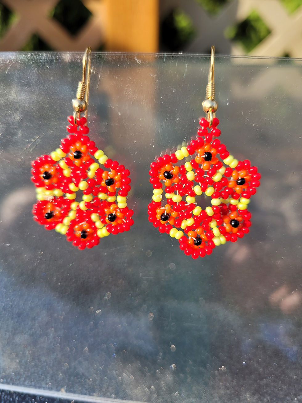 Thumbnail: Huichol Medallion Flowers- Red
