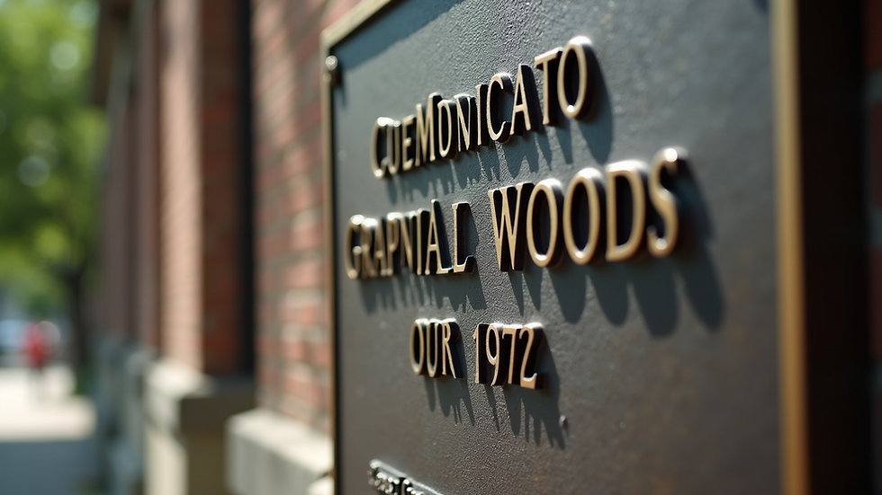 Close-up view of a historical plaque dedicated to Granville Woods