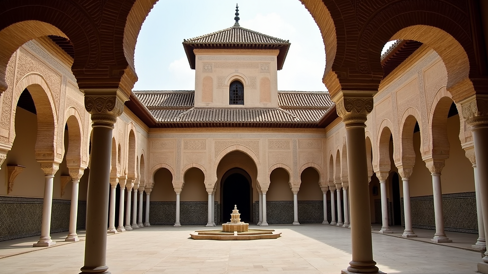 Eye-level view of the intricate architecture of the Alhambra