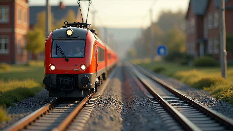 Eye-level view of a model electric railway showcasing innovative design
