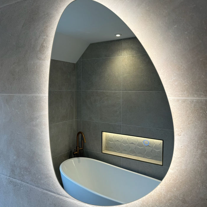 pebble back lit mirror