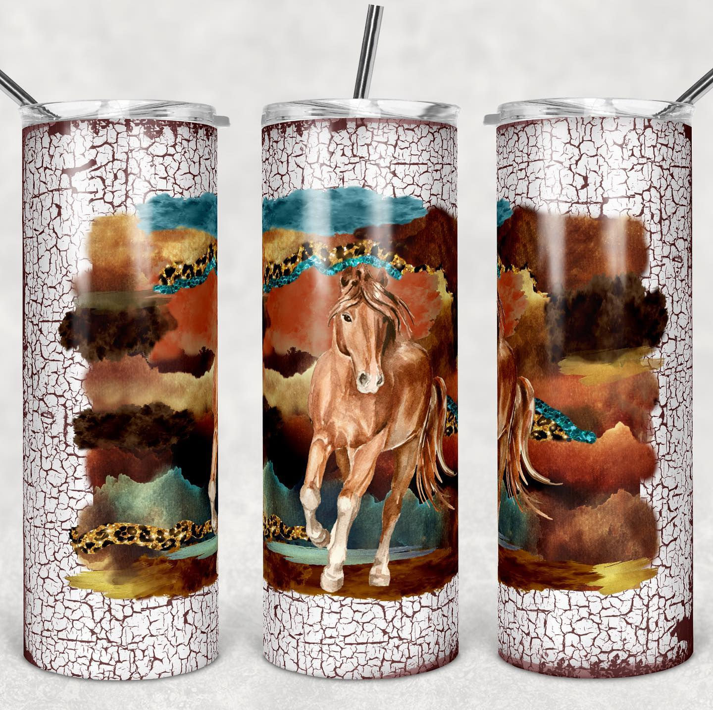 Crackle Horse Sublimated Drinkware