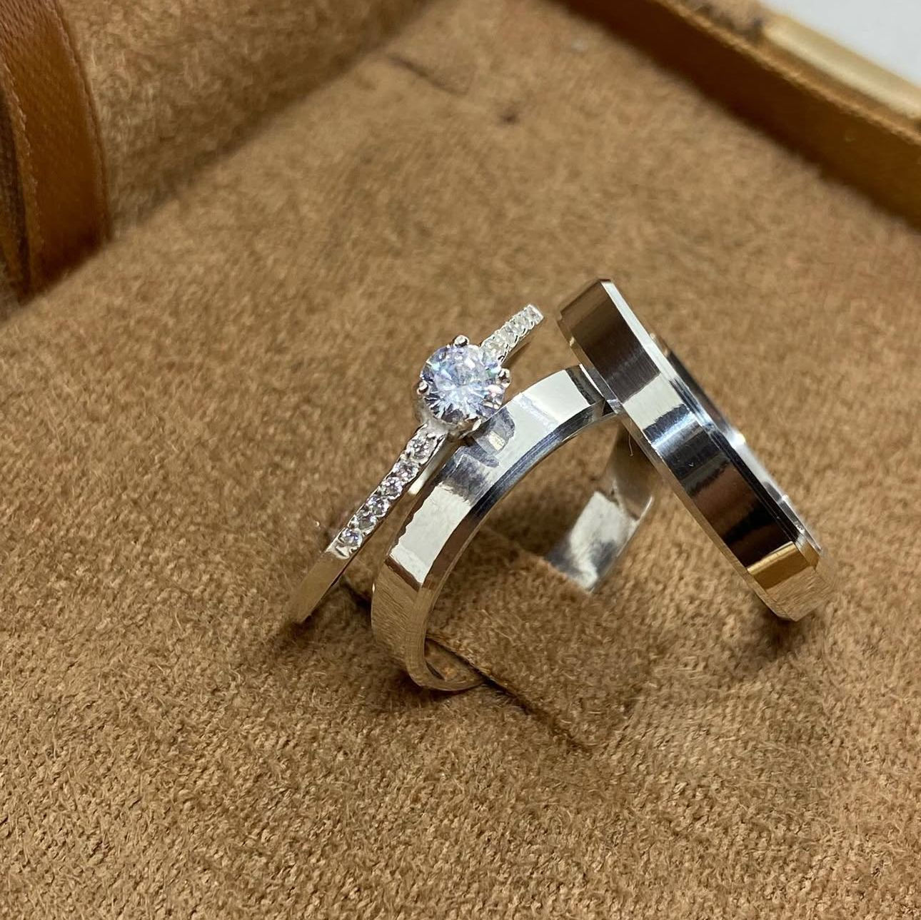 Alianças Serena, 3mm de largura, prata 950 - Anel solitário de brinde