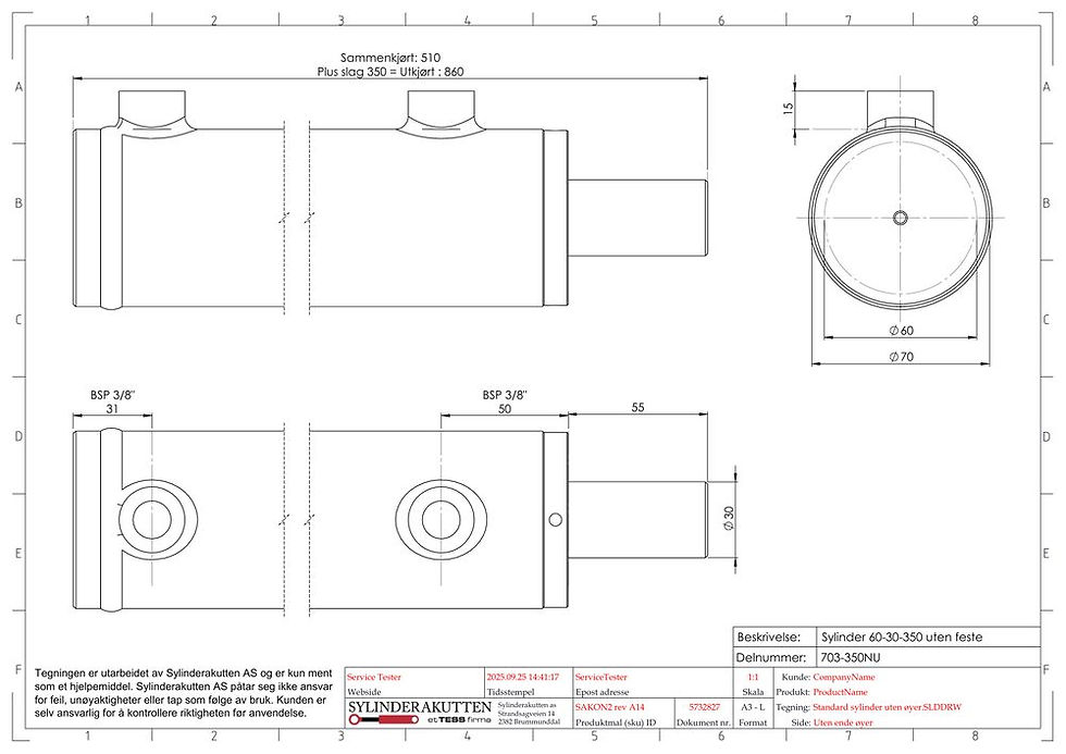 Miniatyrbilde: Sylinder 60-30-350 uten feste