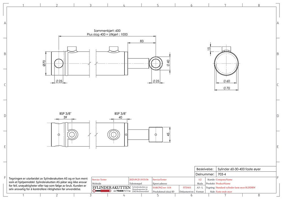Miniatyrbilde: Sylinder 60-30-400 med fast øye