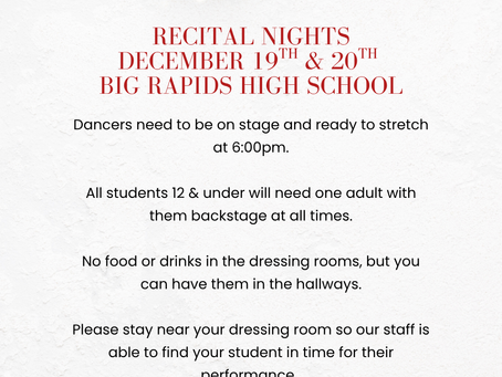 Recital Night Info!