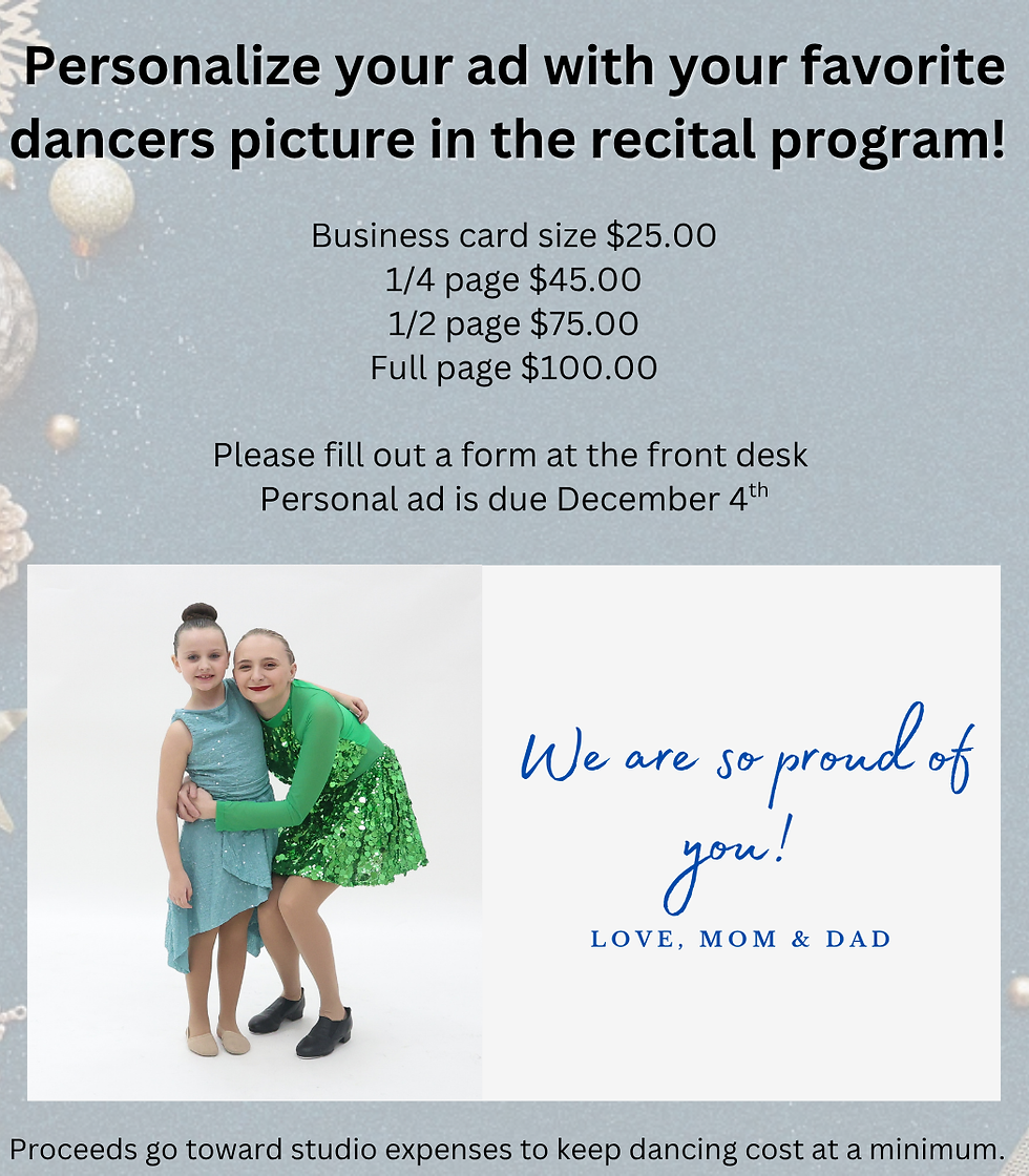 Add your student's photo in our recital program!