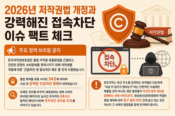 2026년 저작권법 개정과 강력해진 접속차단 이슈 팩트 체크