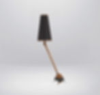 Atlas Table Lamp with tripod stand, circular brass neck, and stitched leather, featuring an adjustable body for versatile positioning.