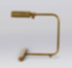 Traditional mid-century Verge table lamp in solid brass with integrated in-line switch on the shade, showcasing a sleek, sophisticated silhouette.