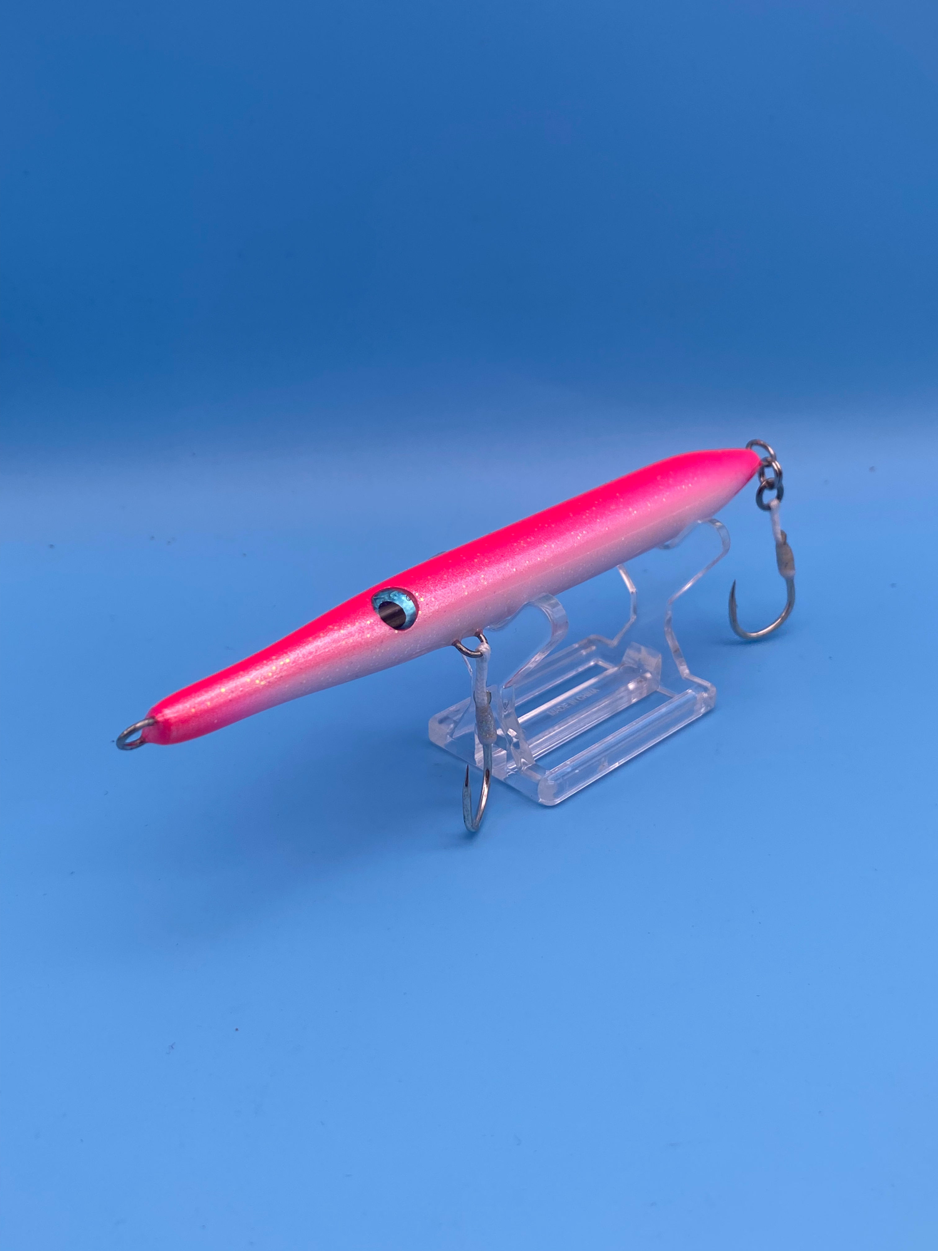 130mm x 18g level sink long nose pink/pearl sparkle assist hooks