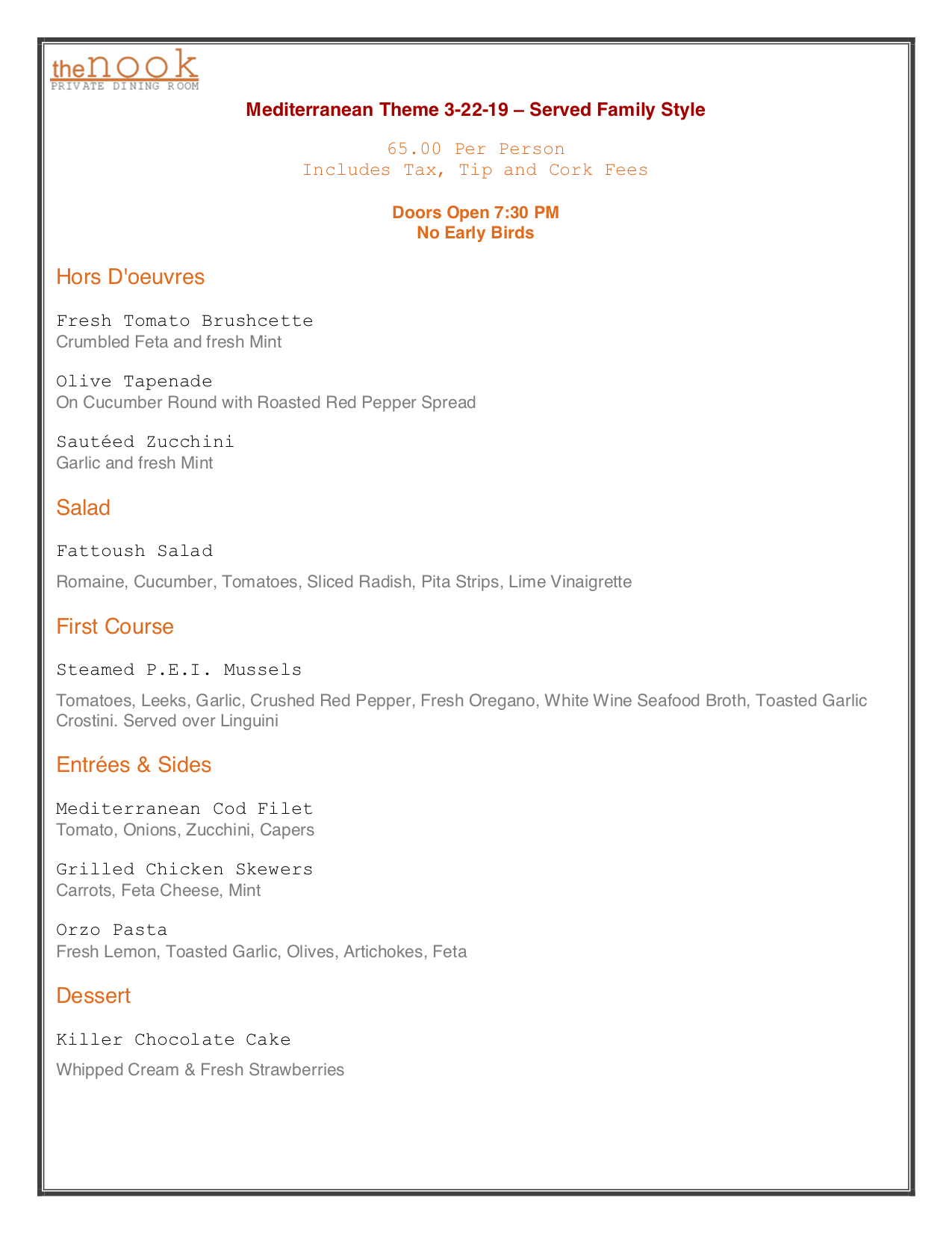 The Nook | Mediterranean Theme | 3-22-19