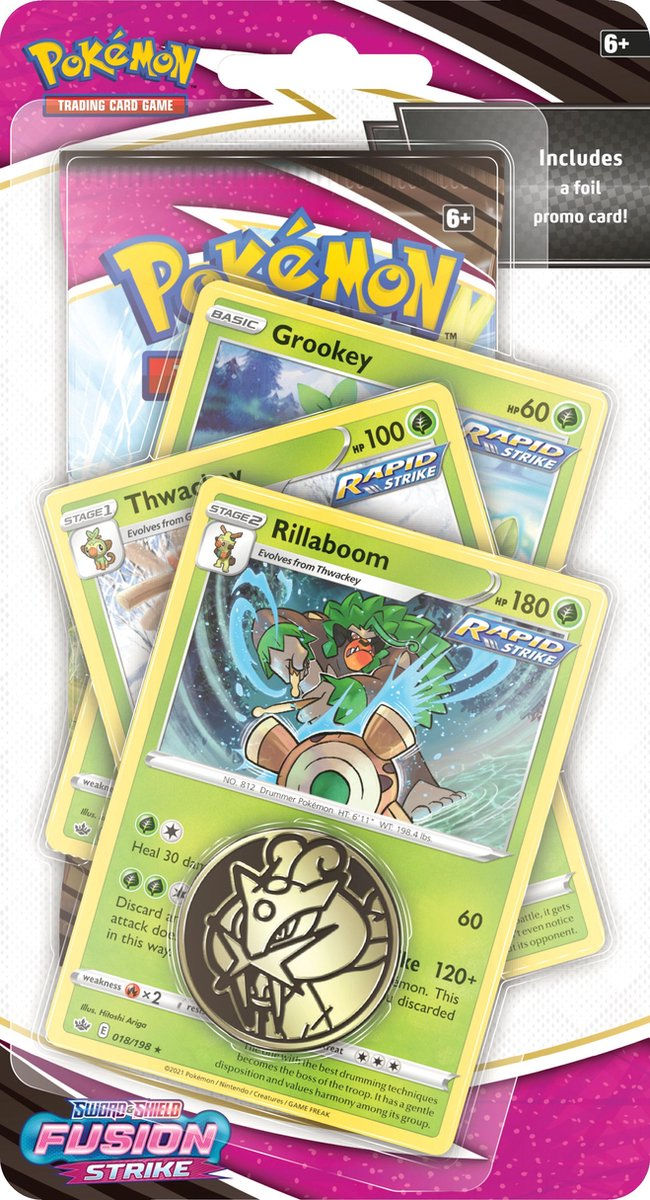 Pokémon Sword & Shield Fusion Strike Premium Checklane Booster - Rillaboom