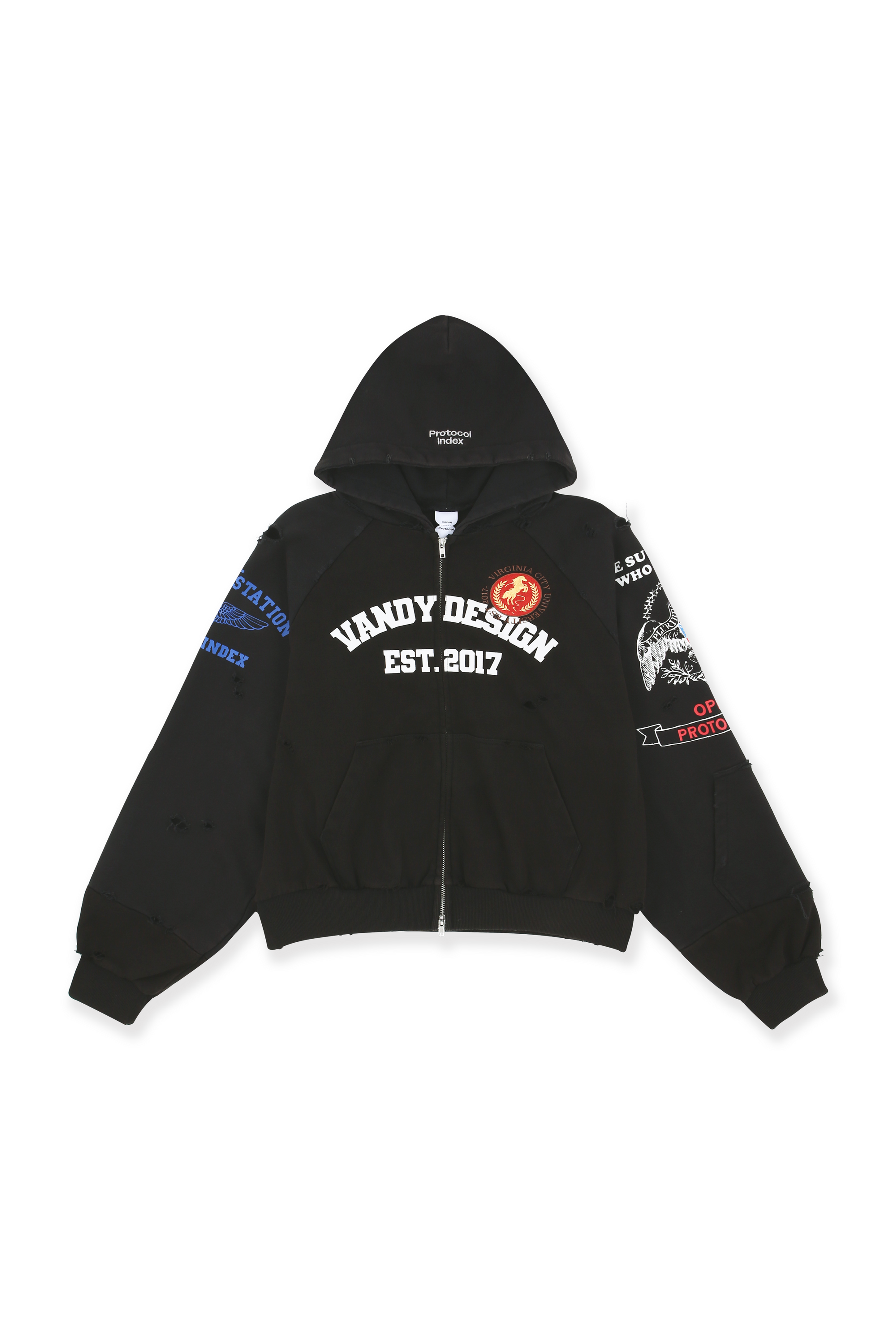 VTP x Protocol Index Black Reconstructed Hoodie