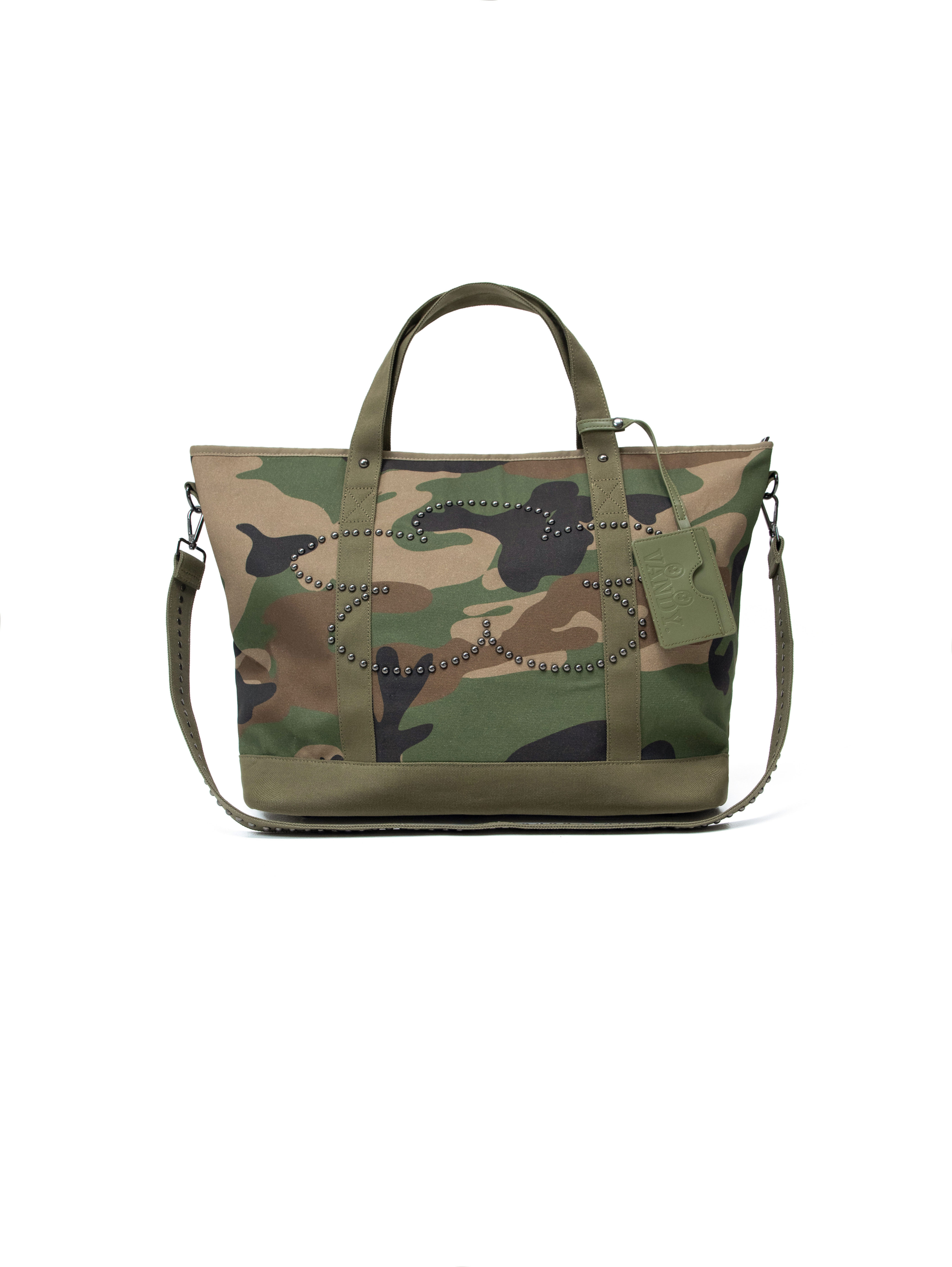 Studded Flower Tote Camo