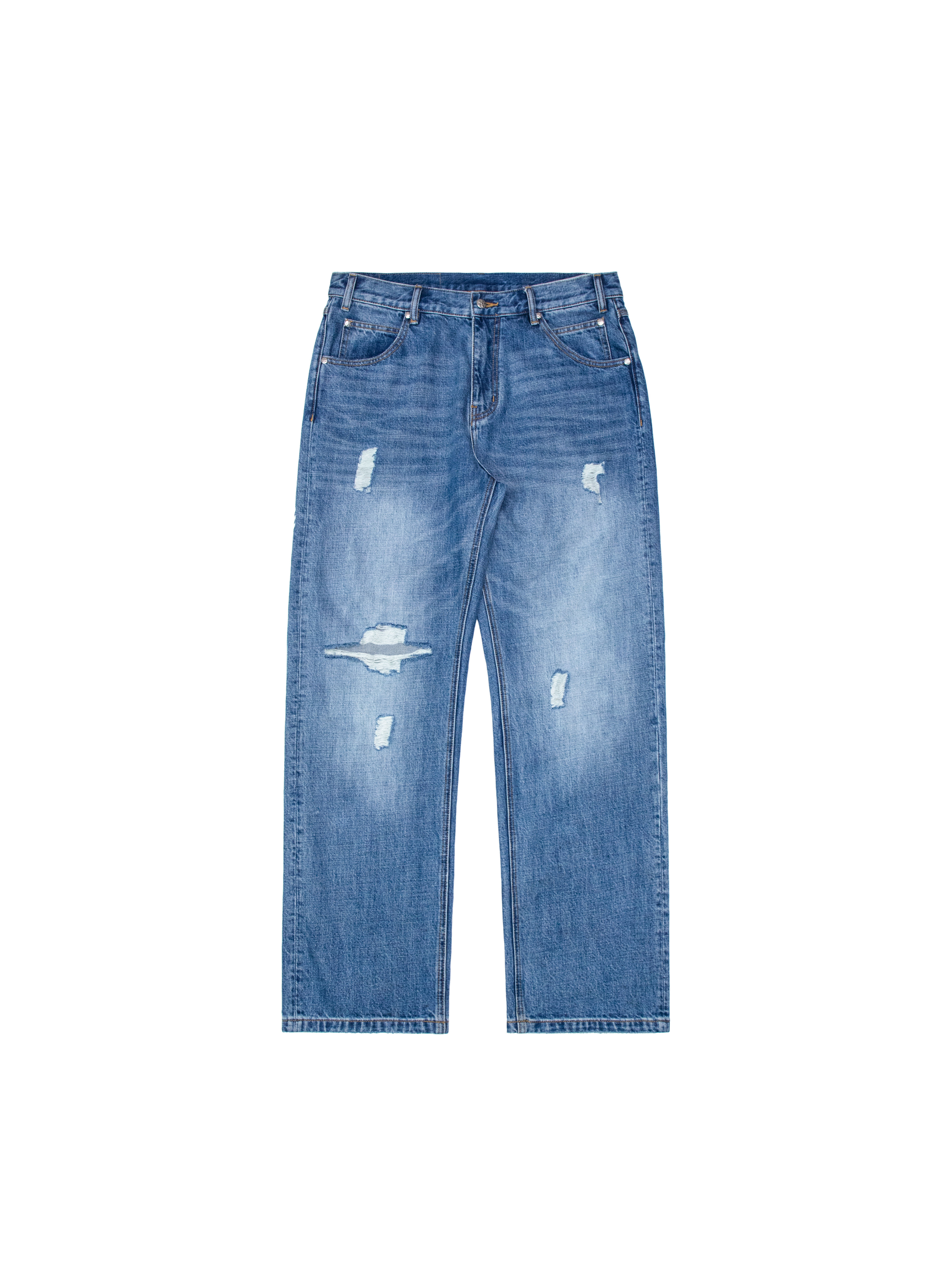 College Patch Distress Denim