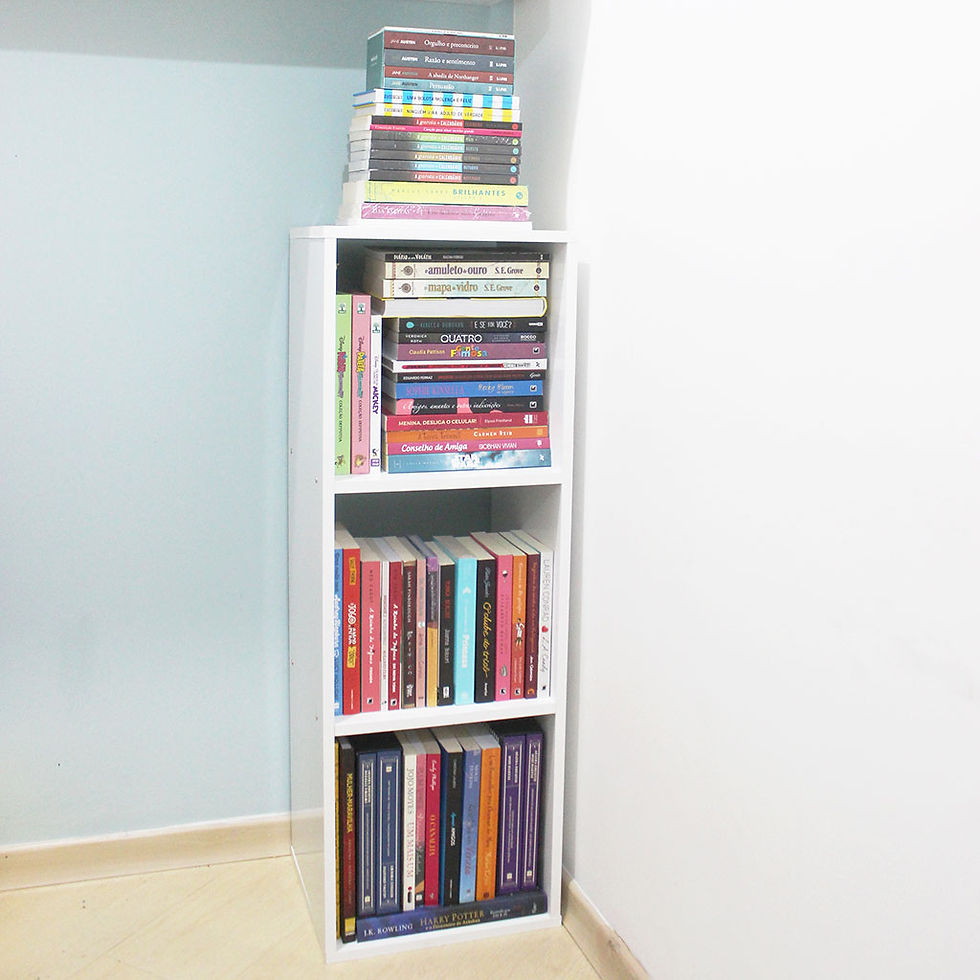 Foto de uma estante pequena, uma boa ideia de presente para quem ama livros