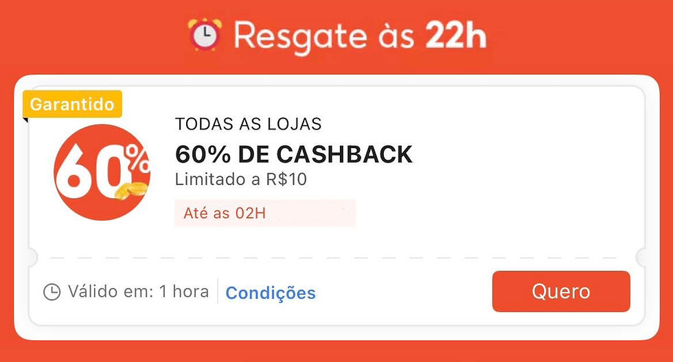 Print de tela do app da Shopee com cupom para resgatar
