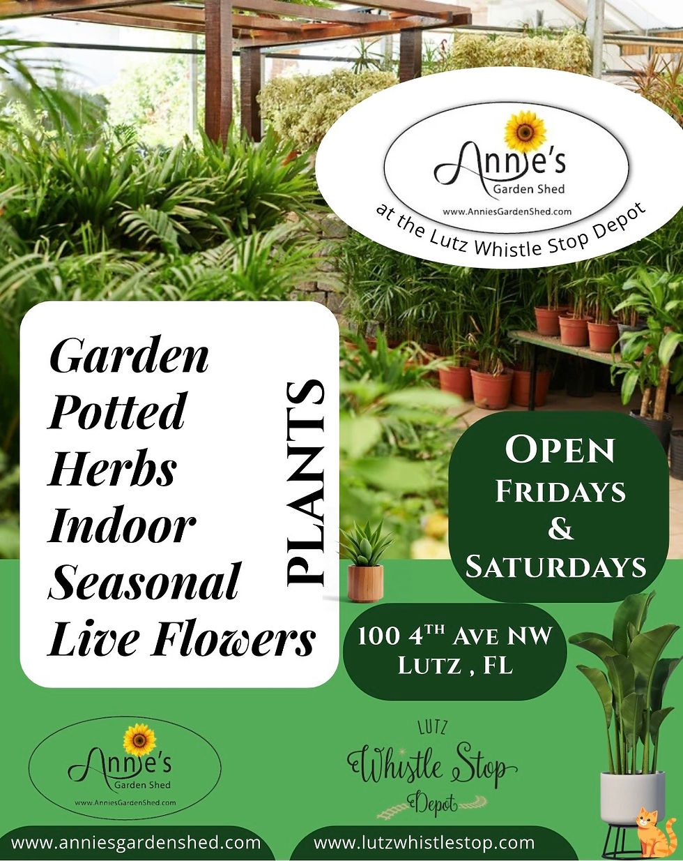 Poster for Annie's Garden Shed at Lutz Whistle Stop.