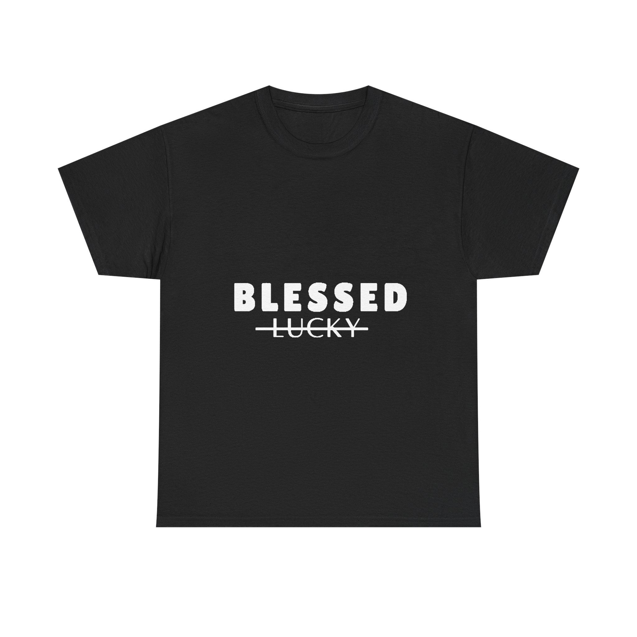 Black Blessed Lucky T-shirt with Lucky crossed out