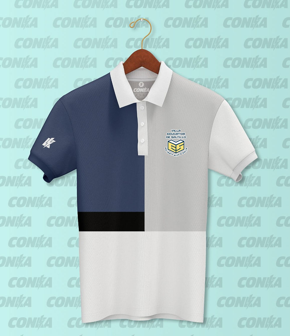 Tipo Polo Blanca,Azul y Gris INFANTIL Villa Educativa