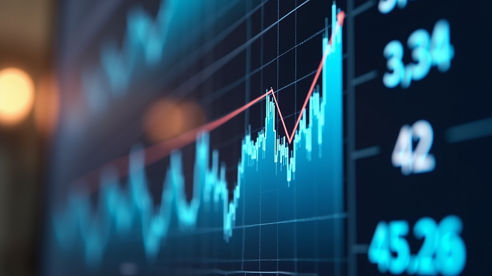 Close-up view of a data visualization screen displaying sales trends