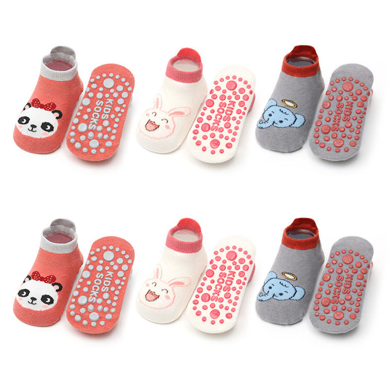 Miniatura: 6 Pairs Kids Cotton Socks Cute Cartoon Animal Pattern Comfy Breathable Baby Non-