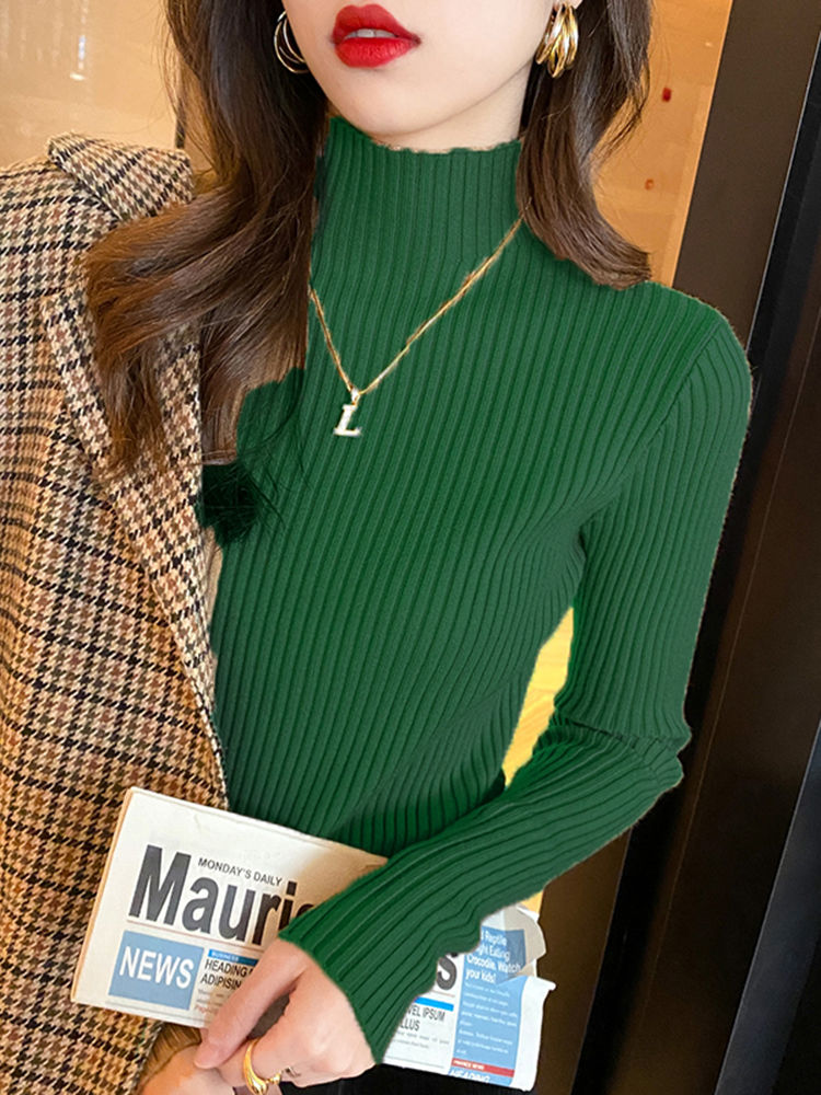 Miniatura: Elegant Solid Basic Knitted Tops Women Turtlneck Sweater Long Sleeve Casual Slim