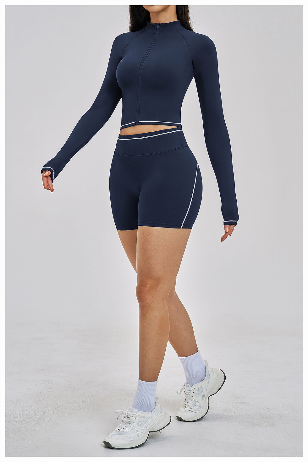 Miniatura: Seamless Yoga Long Sleeve Women Sports Jacket Zipper Fitness Yoga Shirt Gym Top 