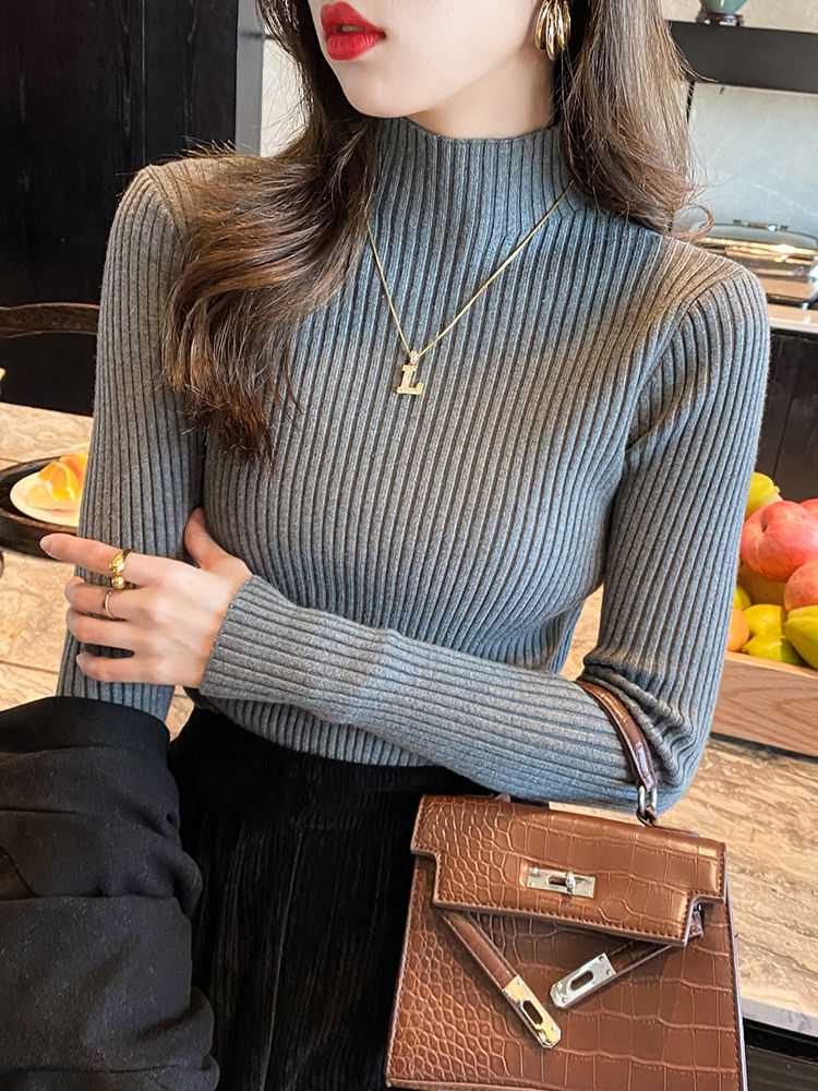 Miniatura: Elegant Solid Basic Knitted Tops Women Turtlneck Sweater Long Sleeve Casual Slim