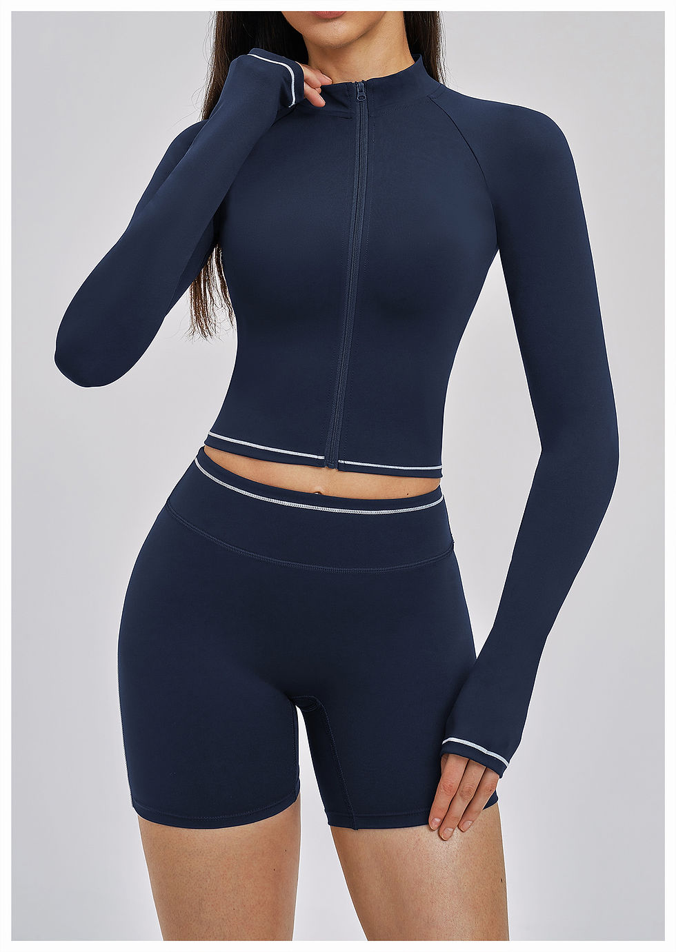 Miniatura: Seamless Yoga Long Sleeve Women Sports Jacket Zipper Fitness Yoga Shirt Gym Top 