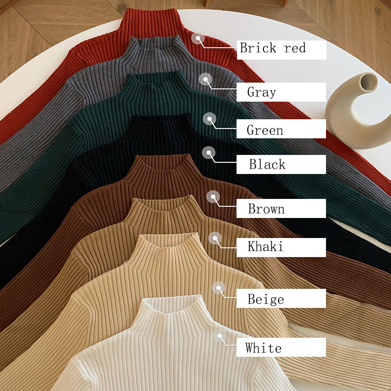 Miniatura: Elegant Solid Basic Knitted Tops Women Turtlneck Sweater Long Sleeve Casual Slim