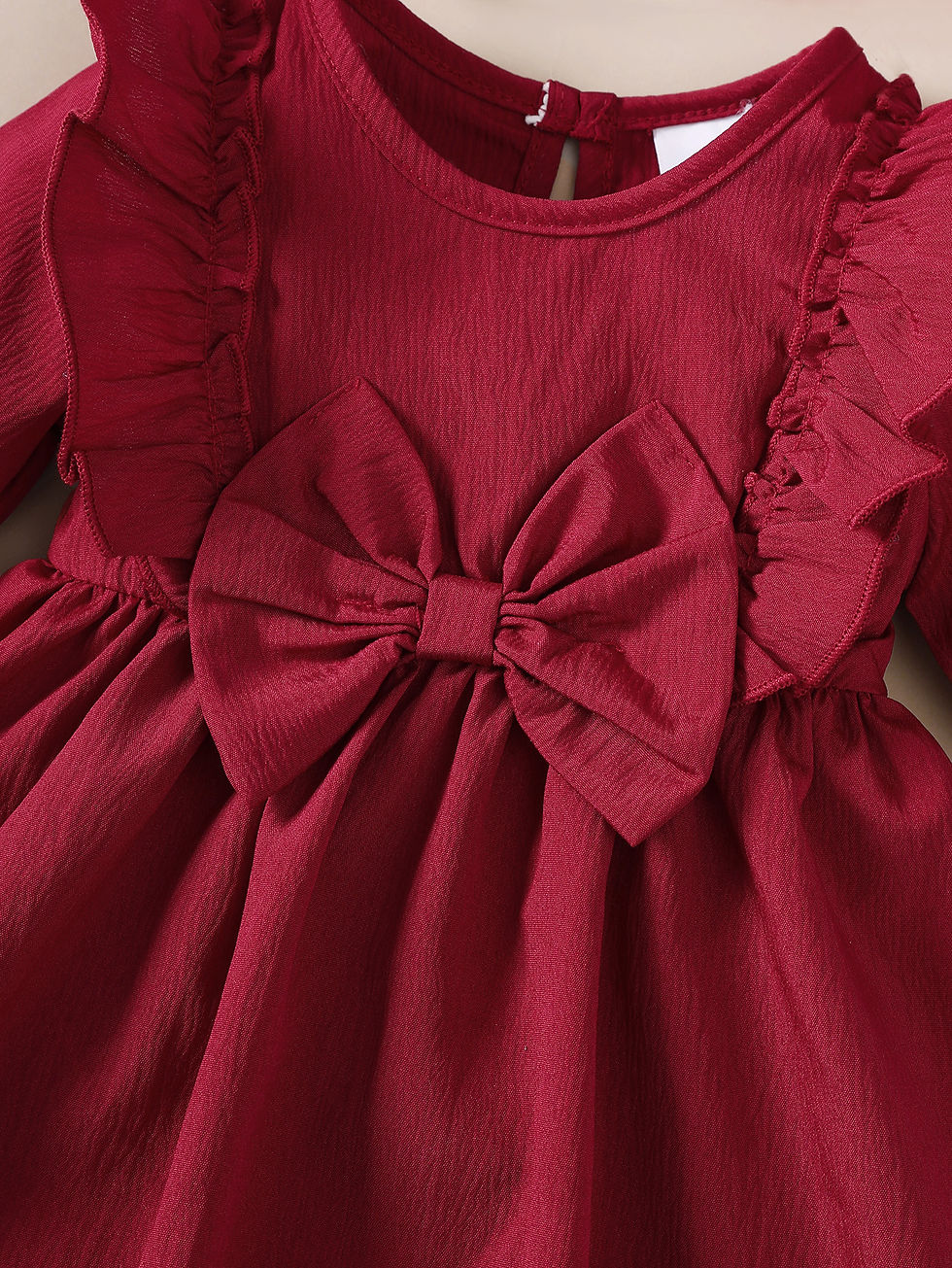 Miniatura: Baby girl Autumn Dress Ruffled Edges and Bow, Long sleeved Dress+Headband for 0-