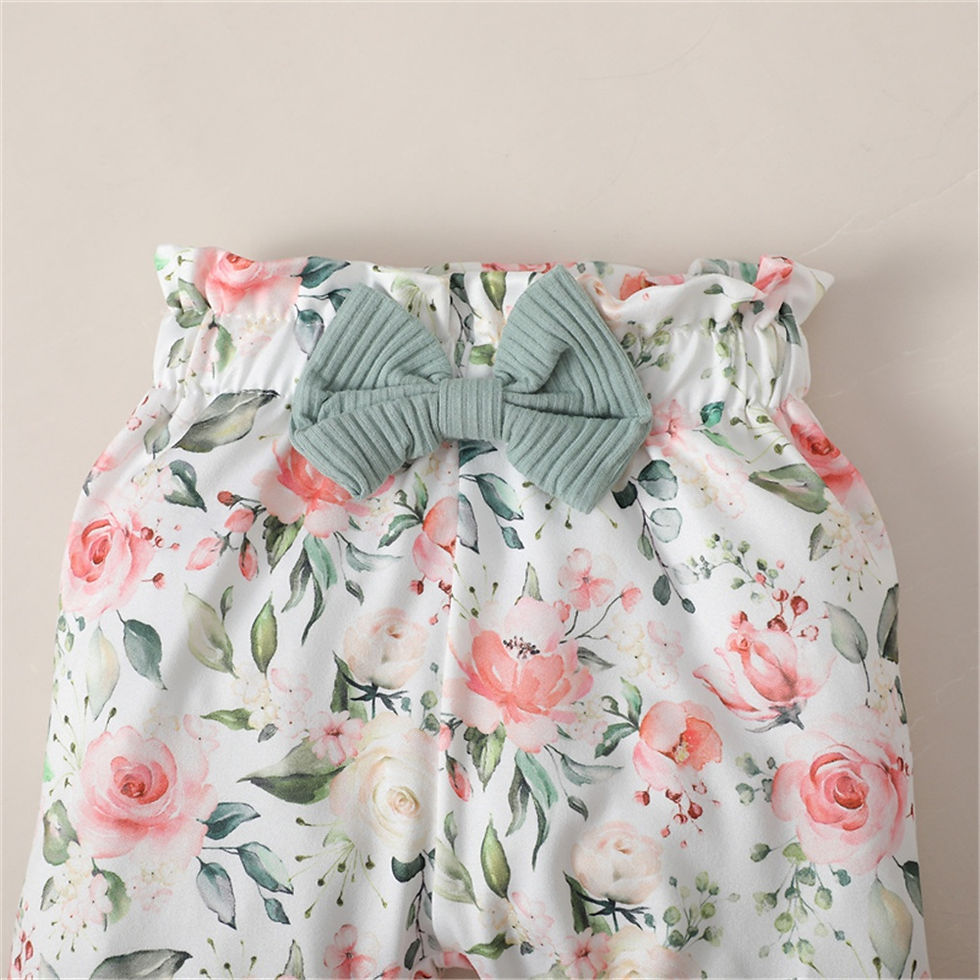 Miniatura: 0-18 Months Baby Girl Daily Clothes Set Green Long Sleeve Romper Top + Flowers P